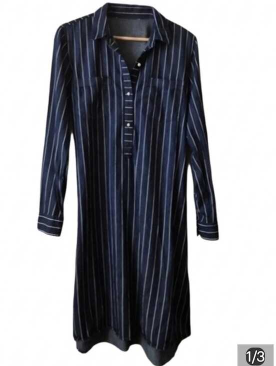 Anthropologie Dresses & Skirts - Pinstripe Jean Dress - Indigo